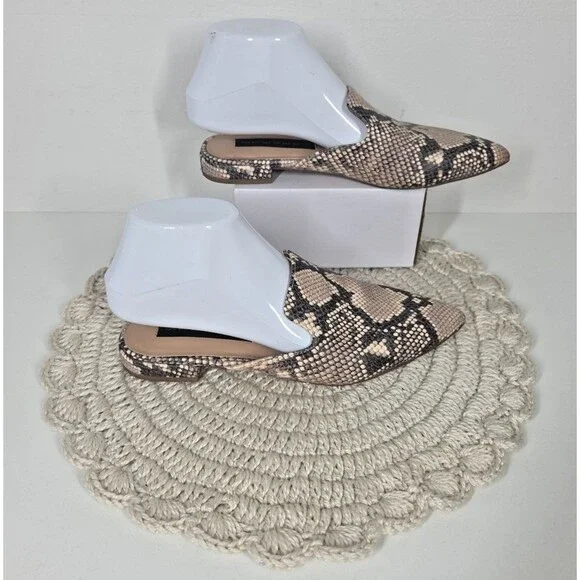 Steve Madden Mattis Python Snakeskin Pointed Toe Slip On Mules Flats Size 7.5M * - Picture 4 of 11
